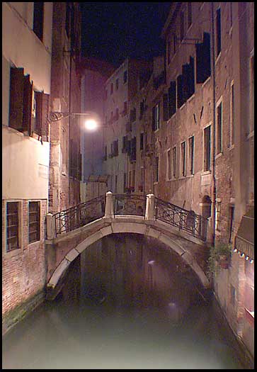 Footbridge at night, Venice