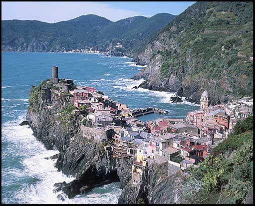 Vernazza, seen from the trail
                above