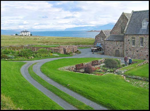 The Iona Abbey looking out toward
                Mull